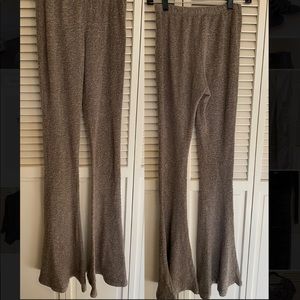 Soft terry cloth tan flared lounge pants